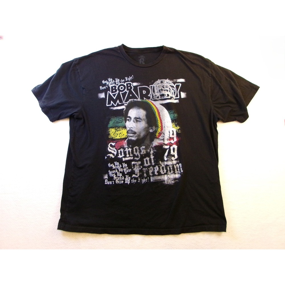 Bob Marley Songs of Freedom Graphic T-Shirt Mens 2XL Black Reggae Jamaica Cotton